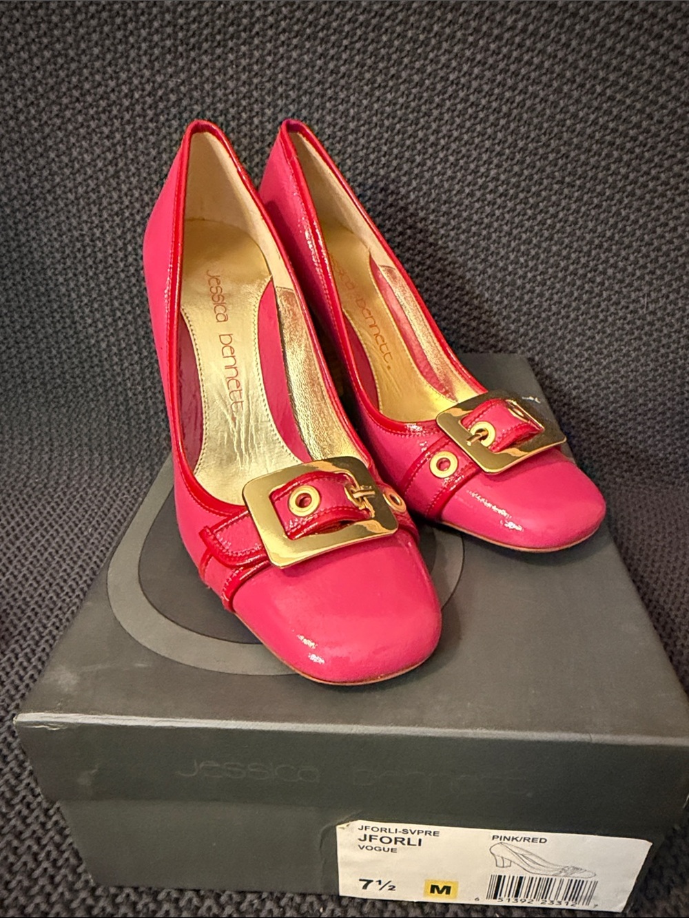 Jessica Bennett Pink Patent Buckle Pumps
